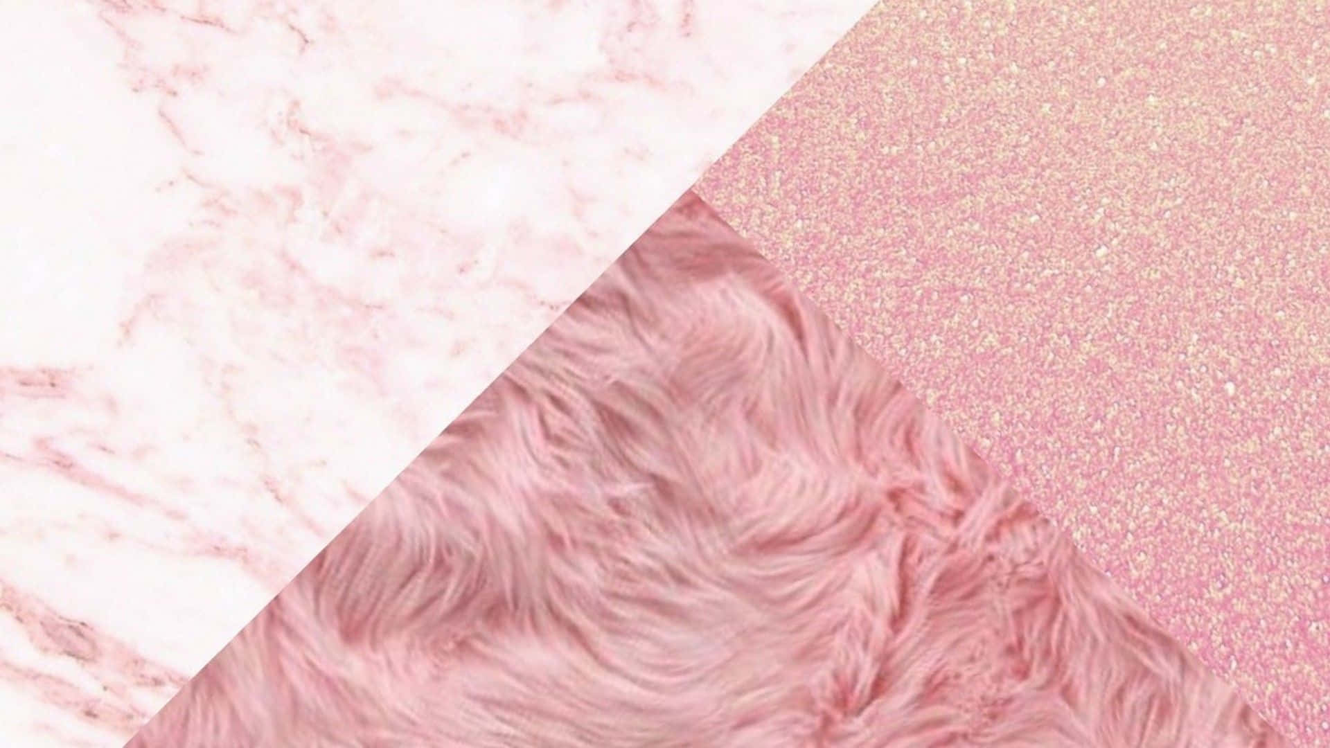 Pastelfarvet Pink Marmor Pels Og Glitrende Skrivebordsbaggrund Wallpaper