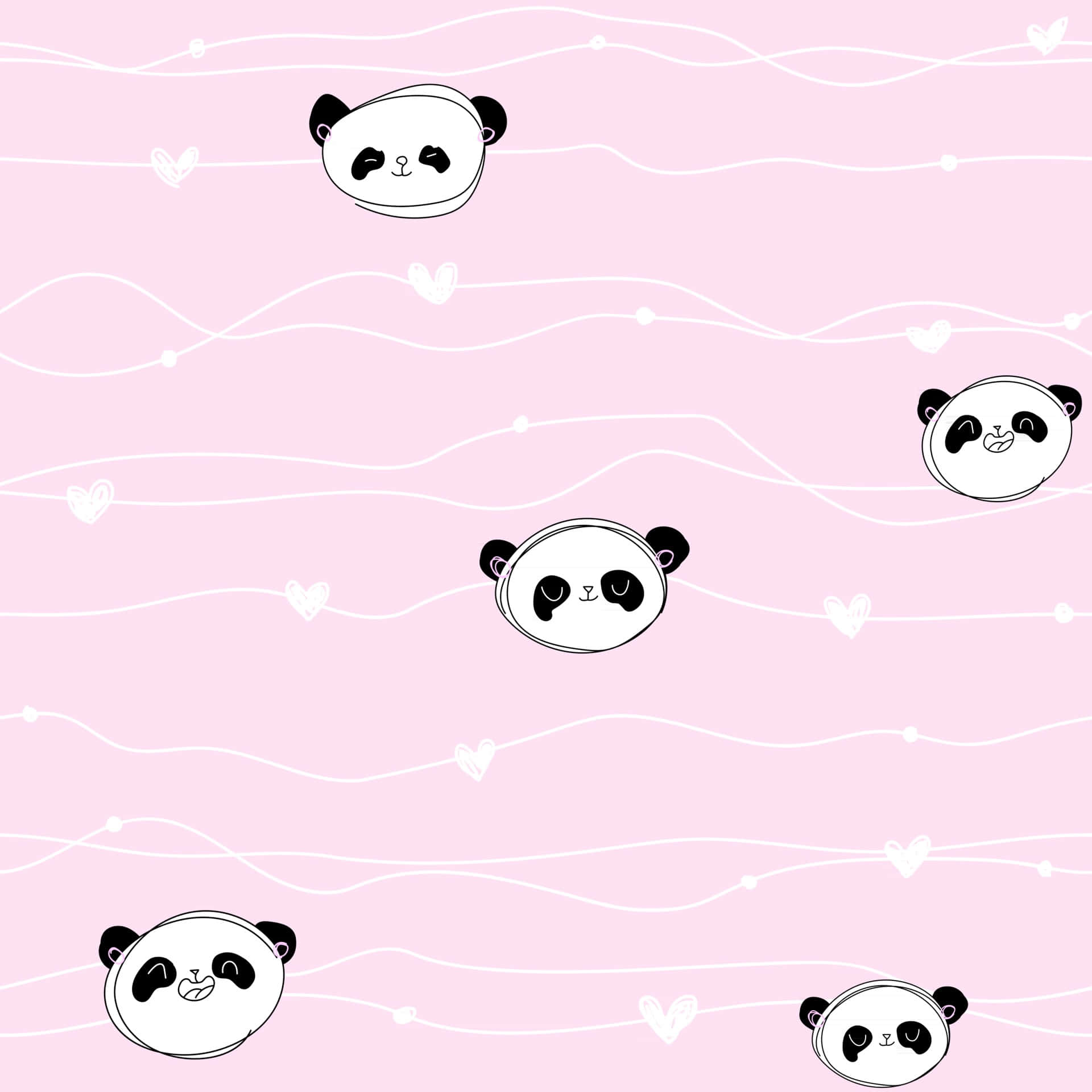Pastel Pink Panda Pattern Wallpaper