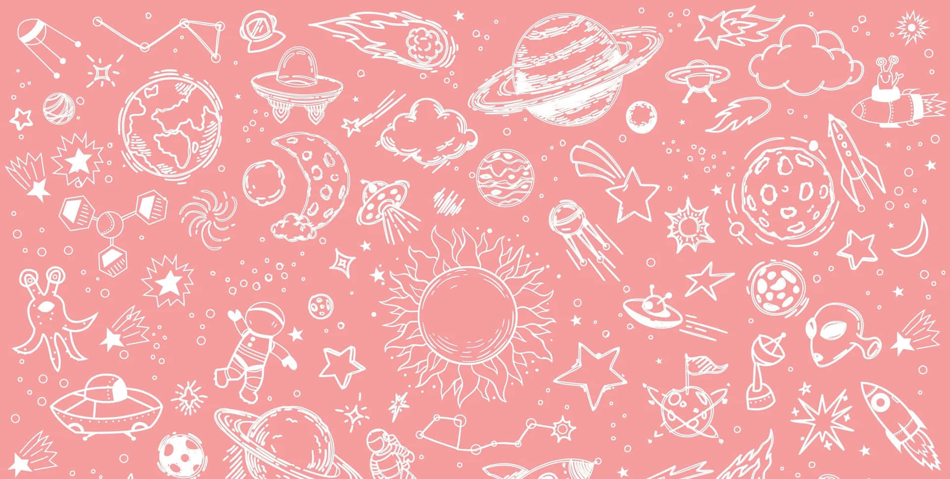 Pastel Pink_ Space Doodle_ Background Wallpaper