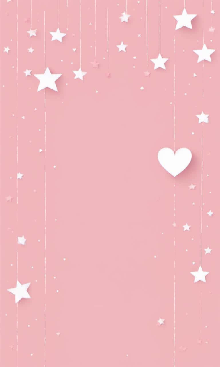 Pastel Pink Stars And Heart Background Wallpaper