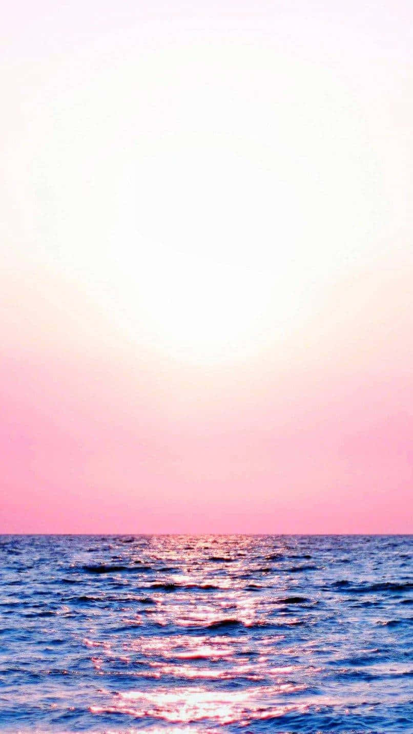 Pastel Pink Sunset Ocean View Wallpaper