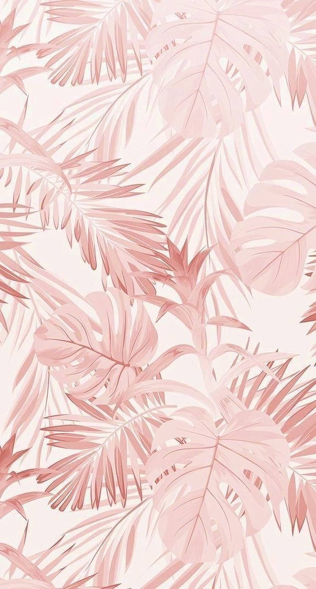 Pastelligerhintergrund Mit Pinkfarbenen Tropischen Blättern Wallpaper