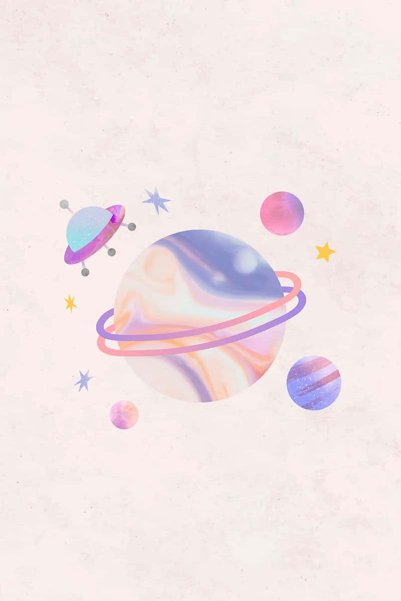 Pastel Planetary Dreamscape Wallpaper