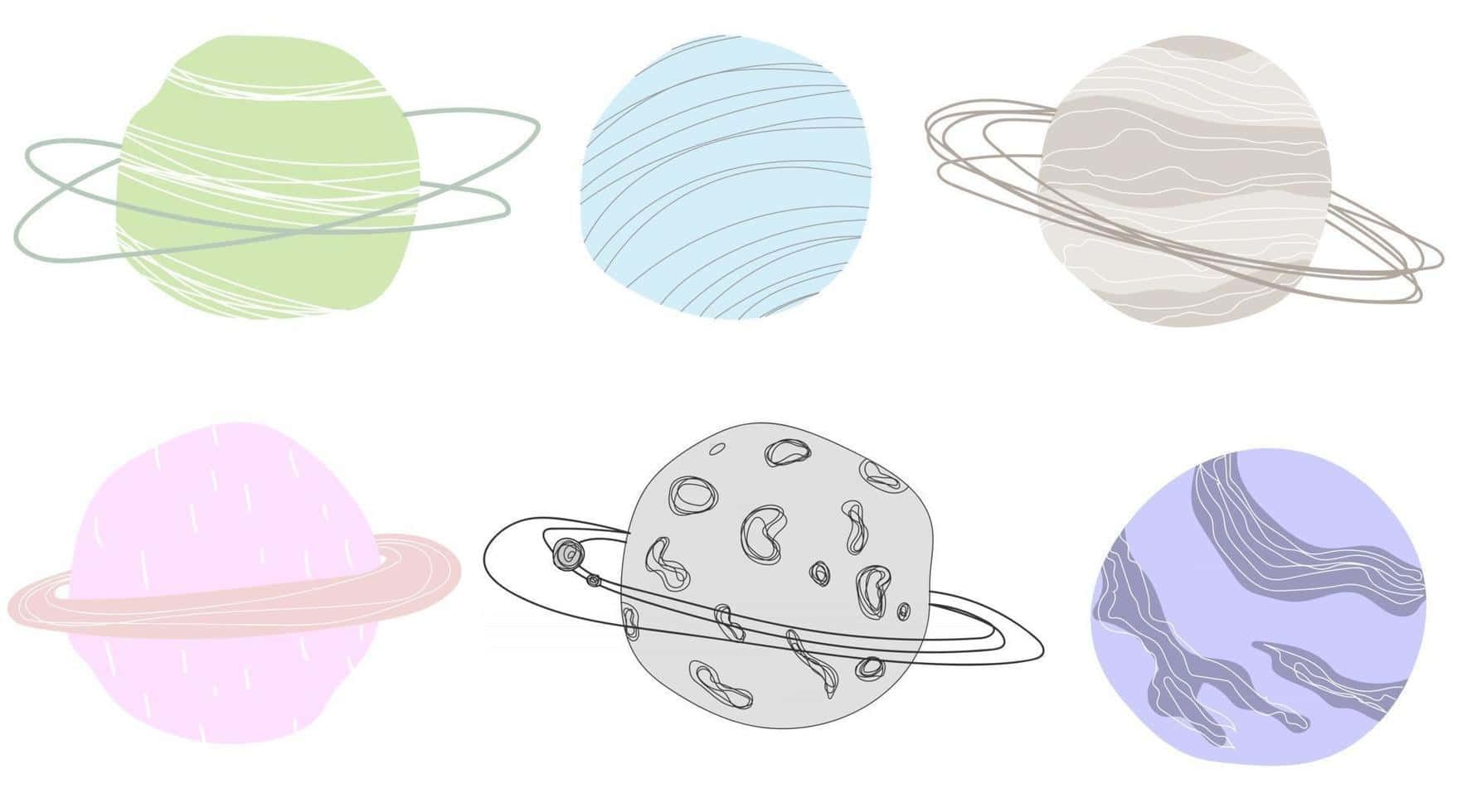 Pastel Planets Space Aesthetic Wallpaper