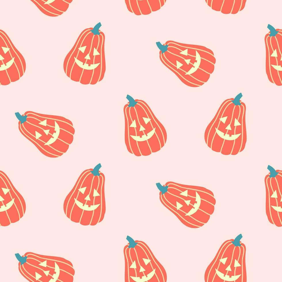 Pastel Pumpkin Pattern Halloween Wallpaper