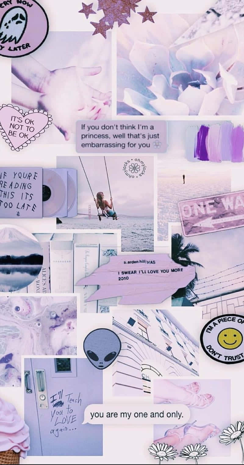 Pastel Purple Aesthetic Collage Wallpaper