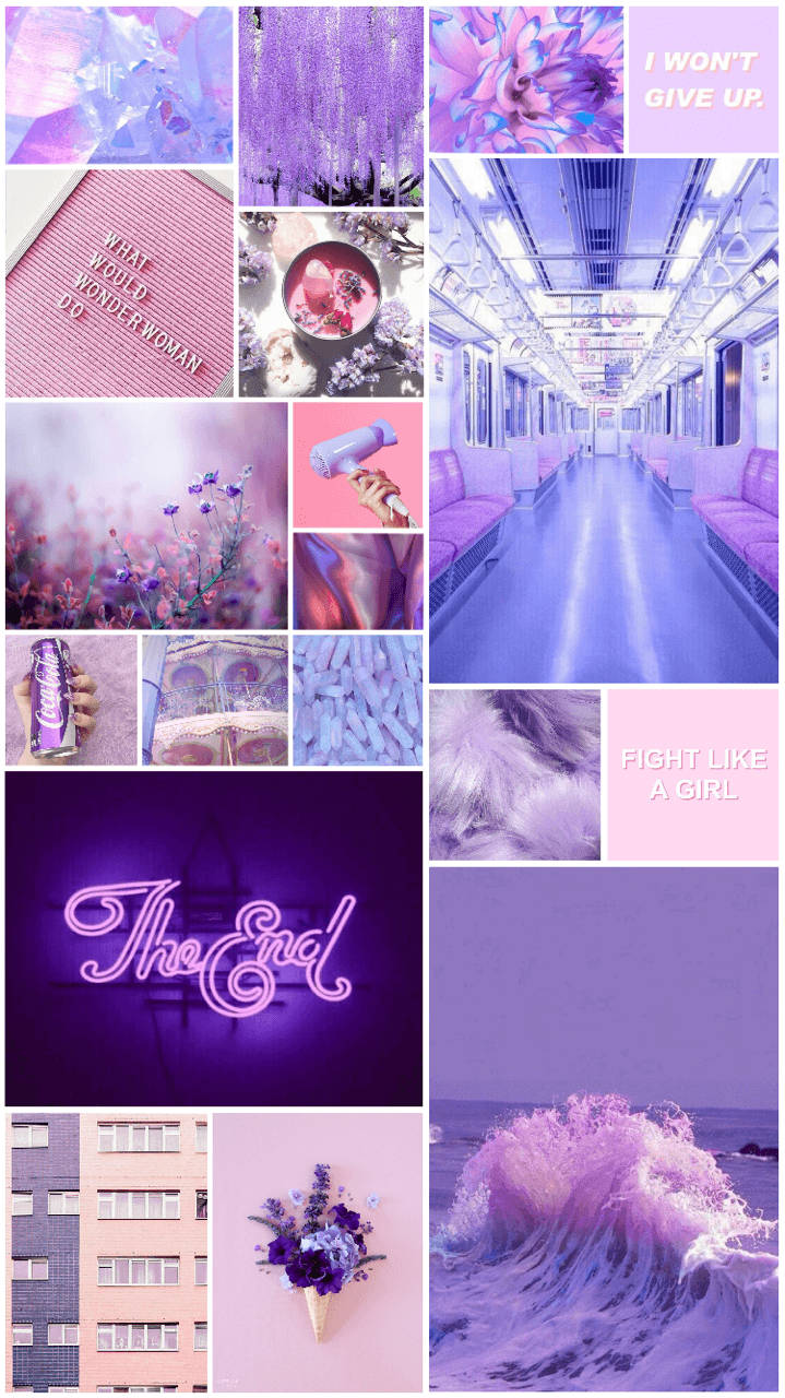 Pastel Purple Aesthetic Collage Wallpaper