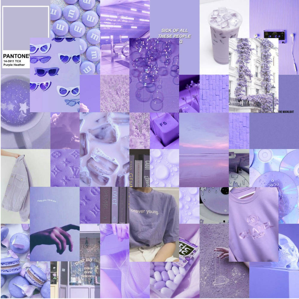 Pastel Purple Cool Things Collage Wallpaper