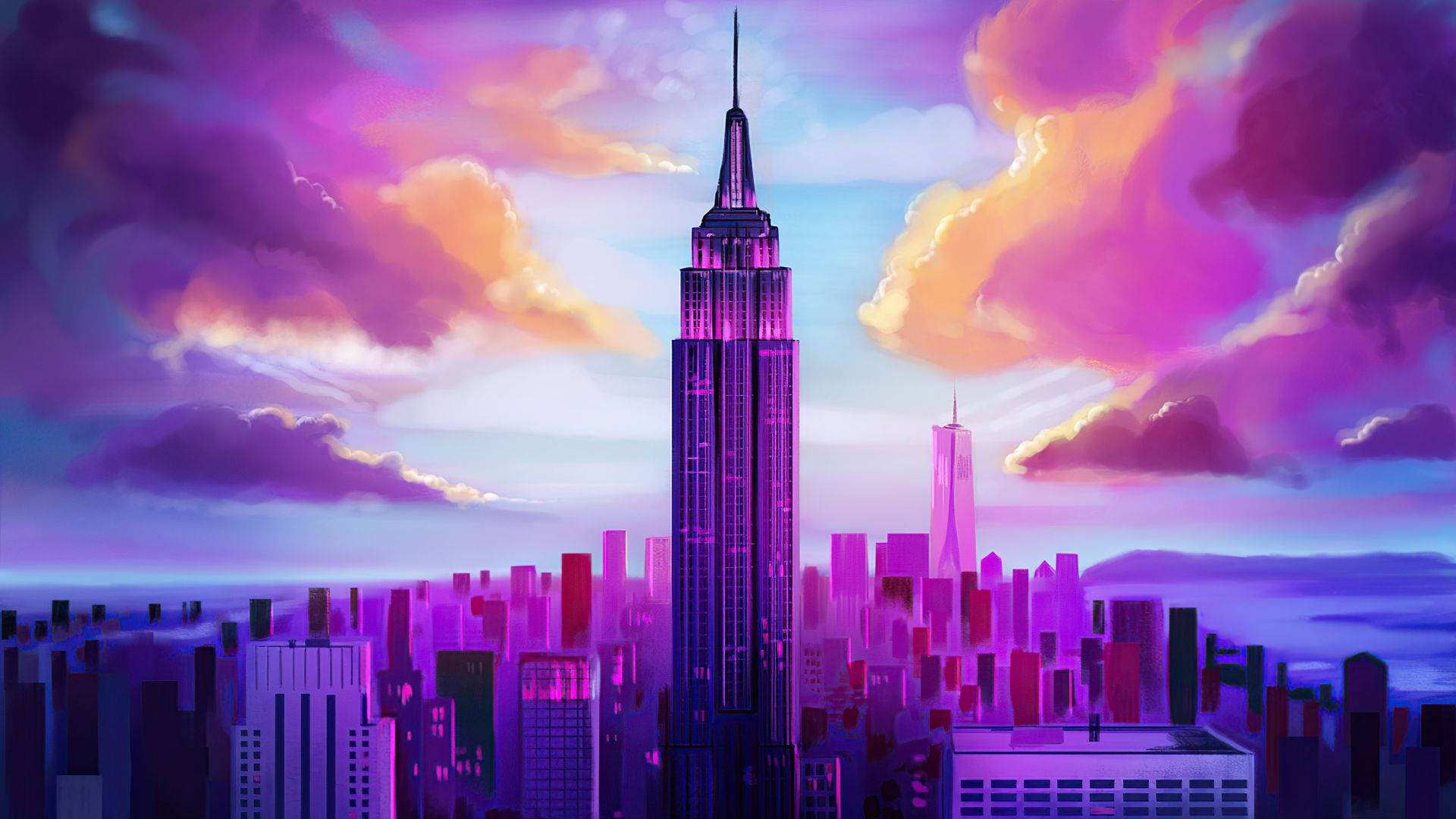 Pastel Purple Empire State Building Wallpaper