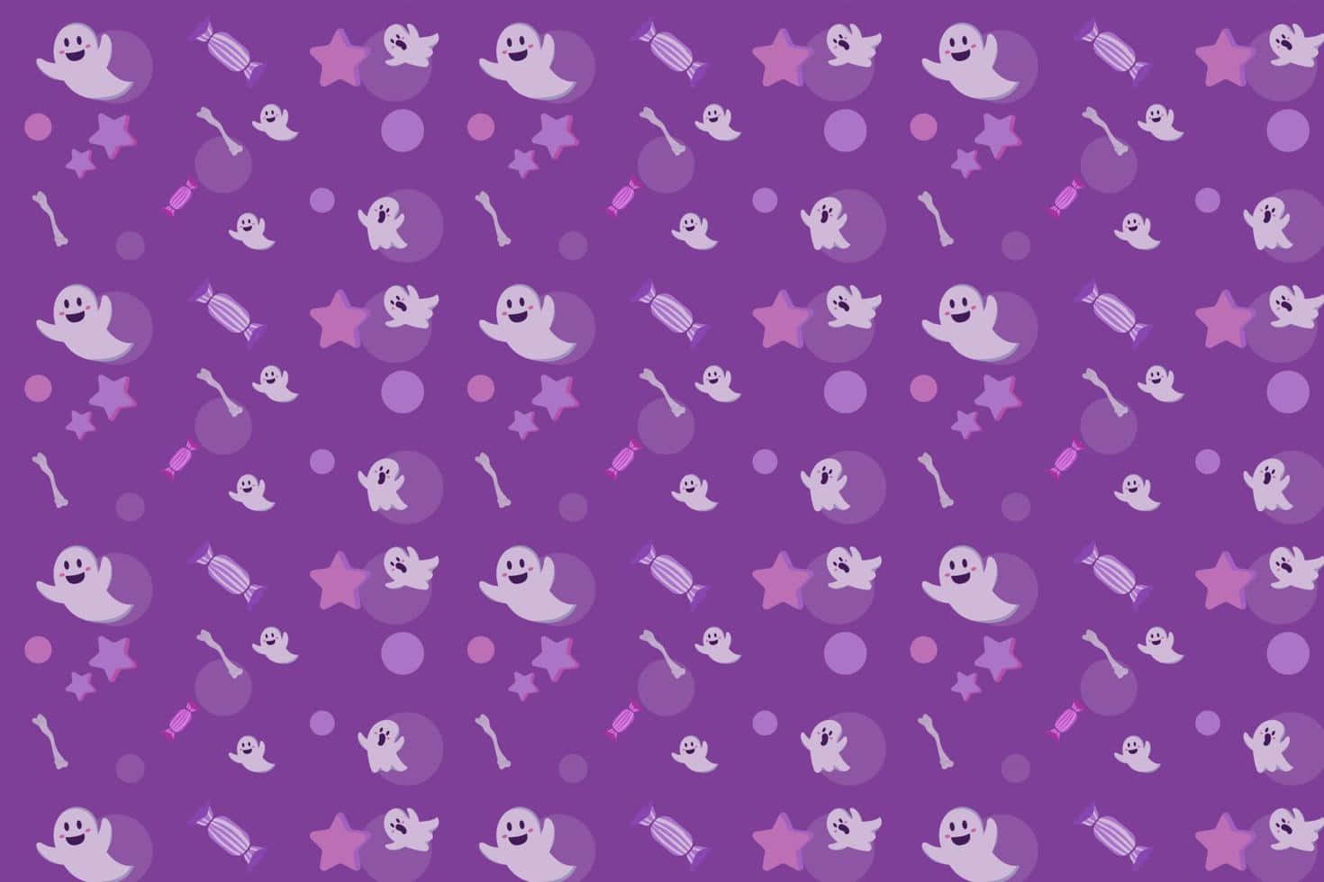 Pastel Purple Halloween Pattern Wallpaper