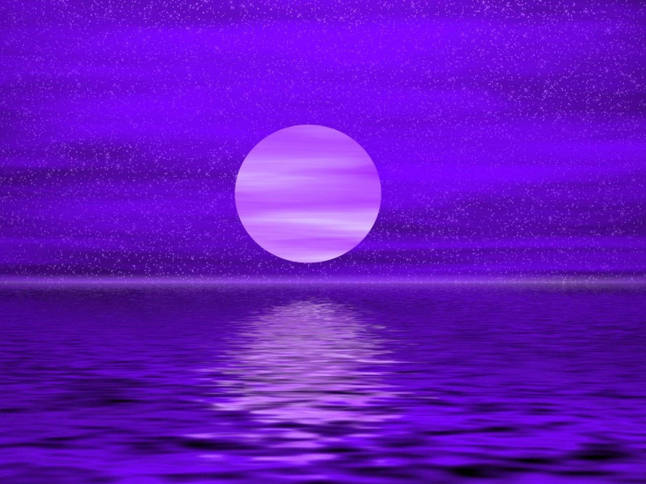 Pastel Purple Neon Moon Wallpaper
