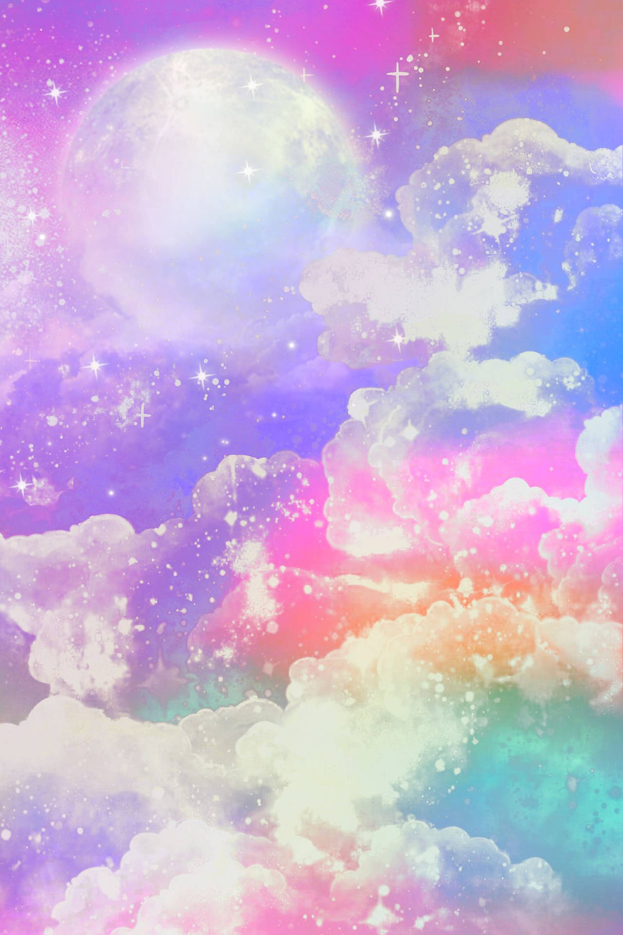 Pastel Rainbow Galaxy Digital Art Wallpaper