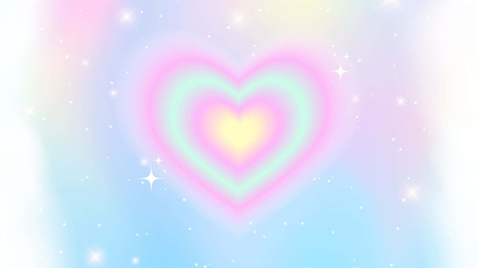 Pastel Rainbow Heart Aura Wallpaper