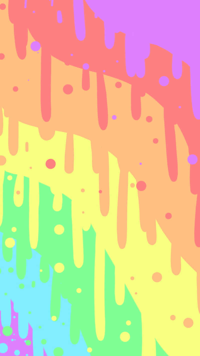 Enbakgrund Med Regnbågsfärgade Droppande Färger I Regnbågens Färger. Wallpaper