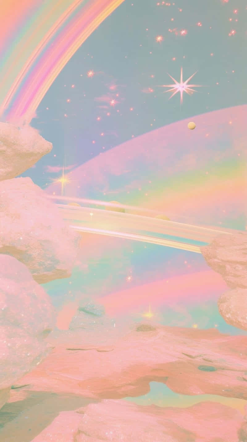 Pastel_ Rainbow_ Skyline_ Aesthetic Wallpaper