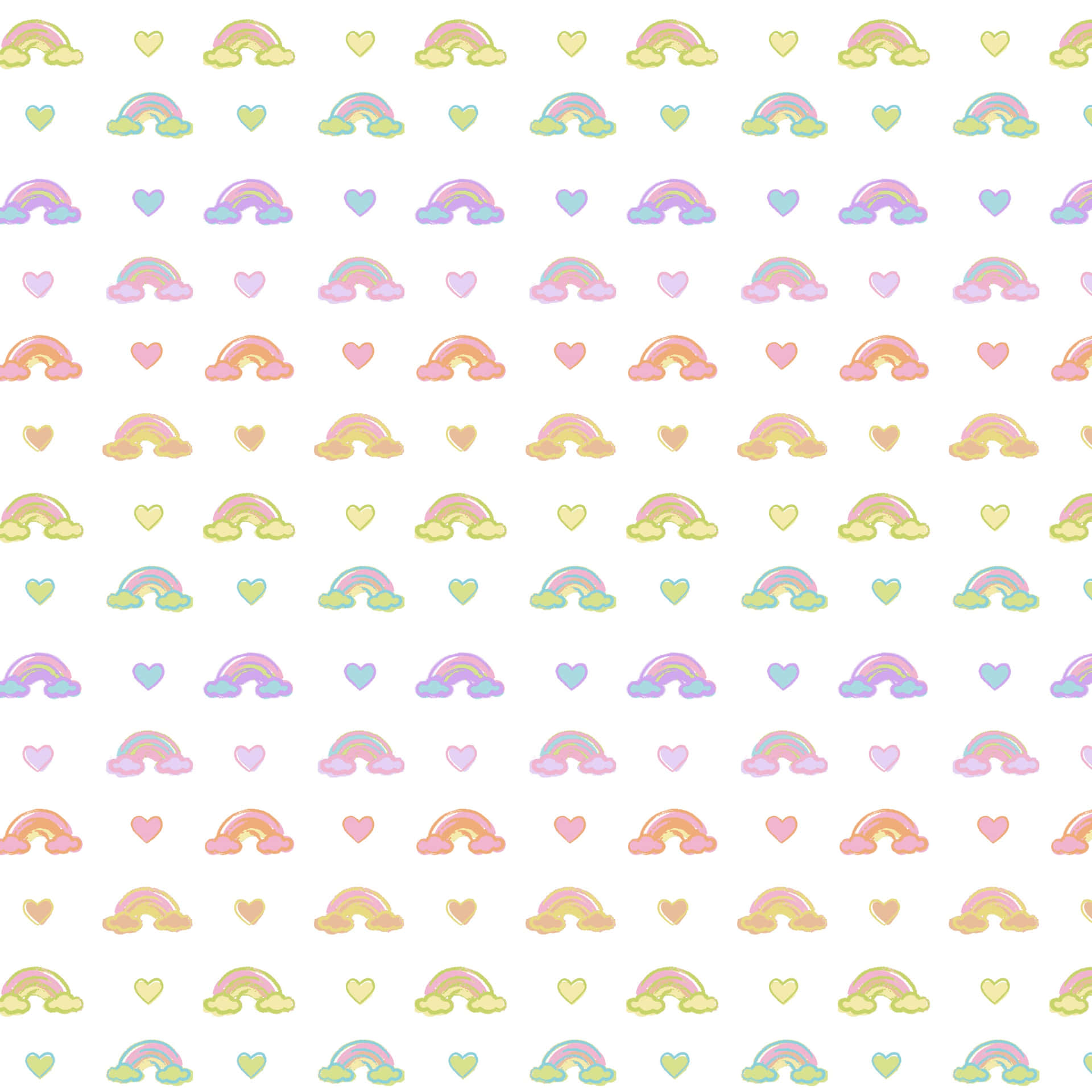 Pastel Rainbowsand Hearts Pattern Wallpaper