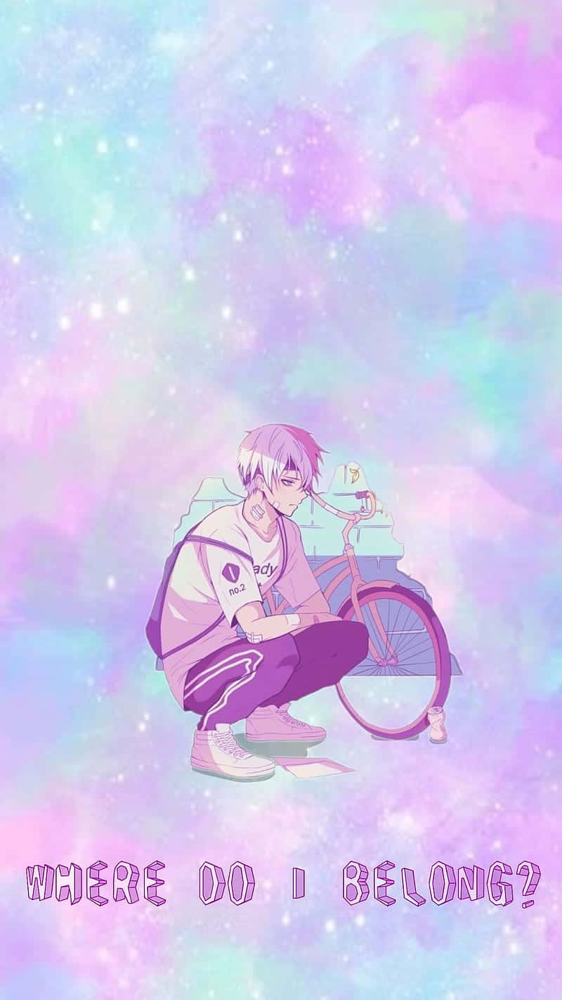 Pastel Retro Anime Aestheticwith Bicycle Wallpaper