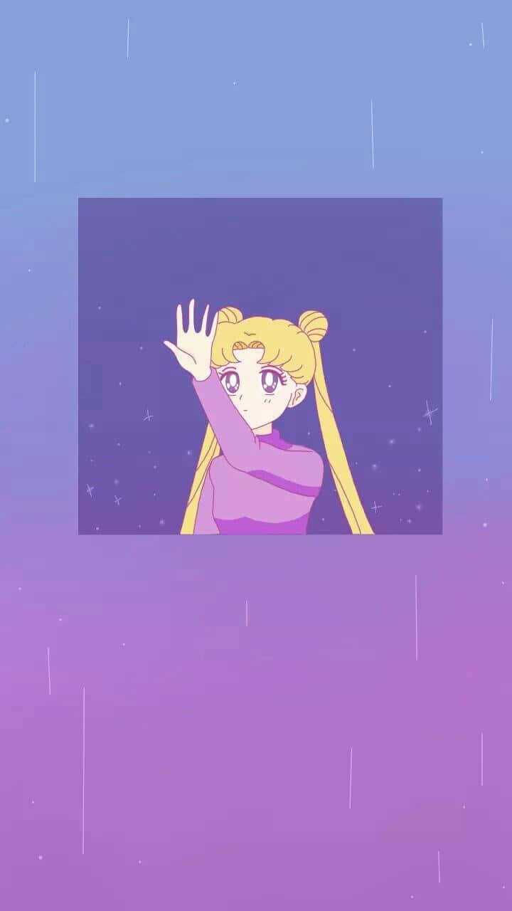 Pastel Retro Anime Girl Rainy Window Wallpaper