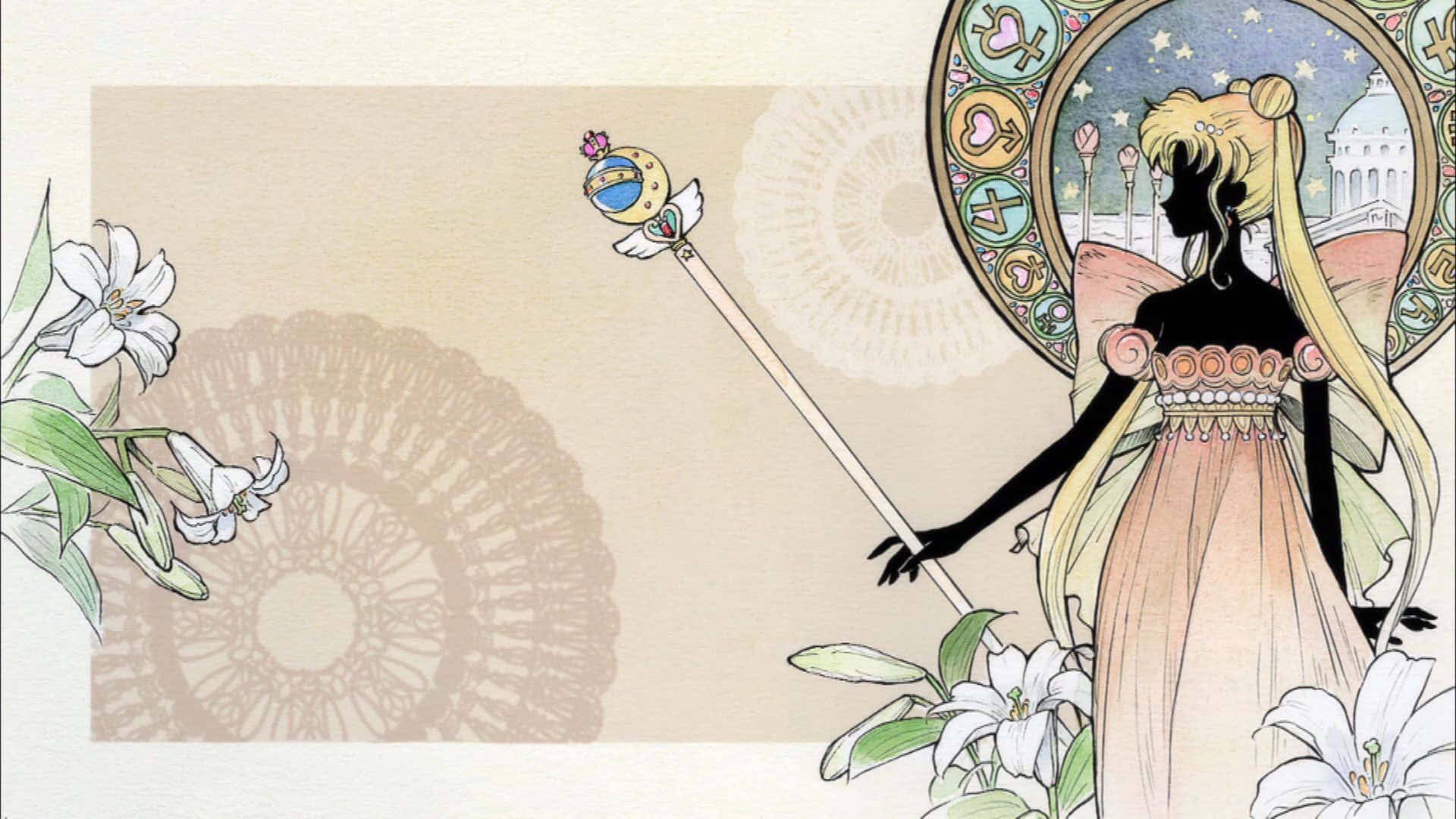 Pastellsailor Moon Silhuett Anime Konst. Wallpaper