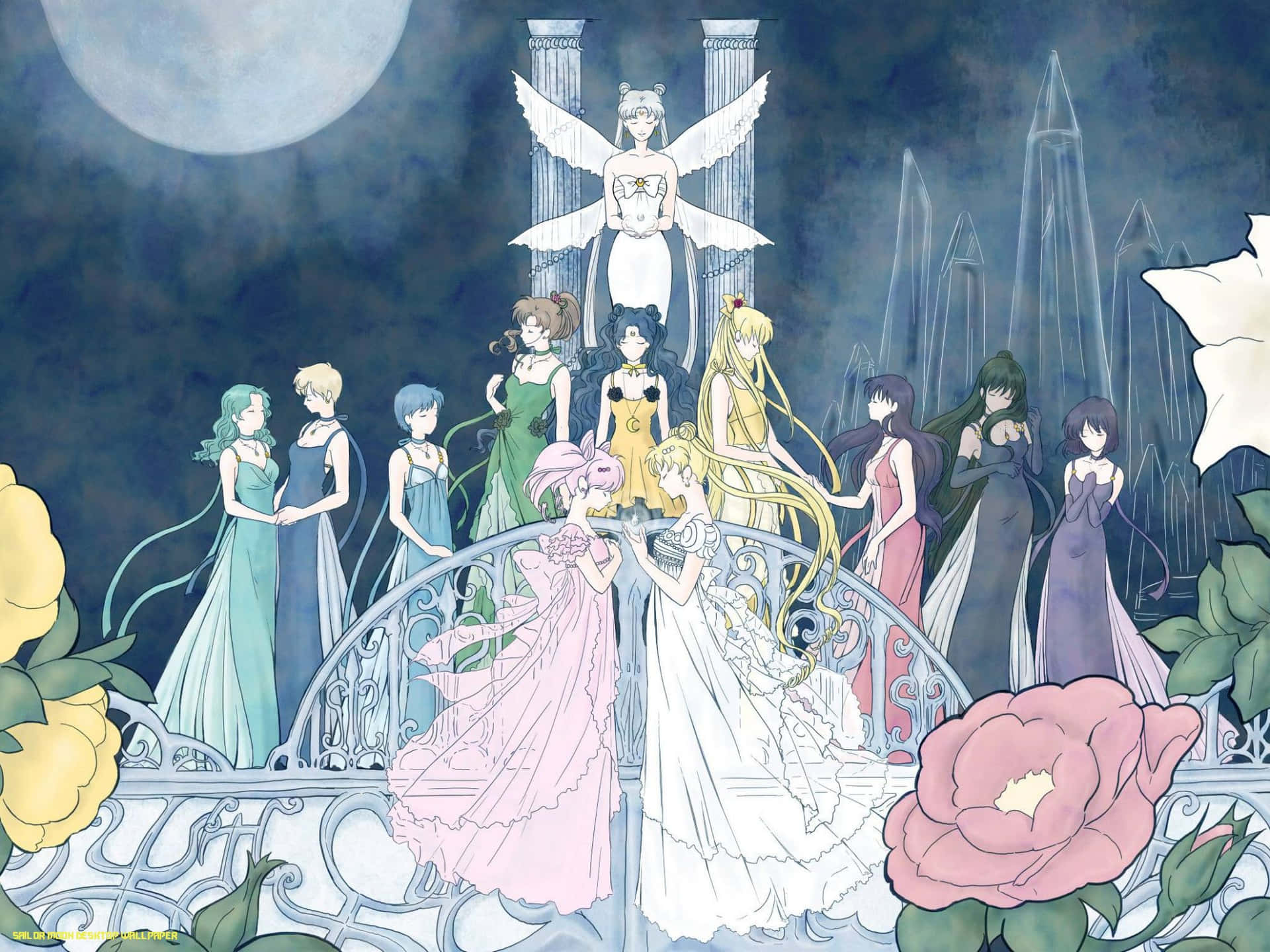 Pastel Sailor Moon Elegante Anime-karakterer Wallpaper