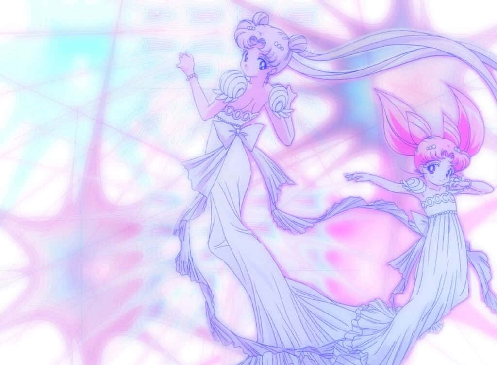 Wallpaper -Pastel Sailor Moon Chibiusa Anime Piger Tapet Wallpaper