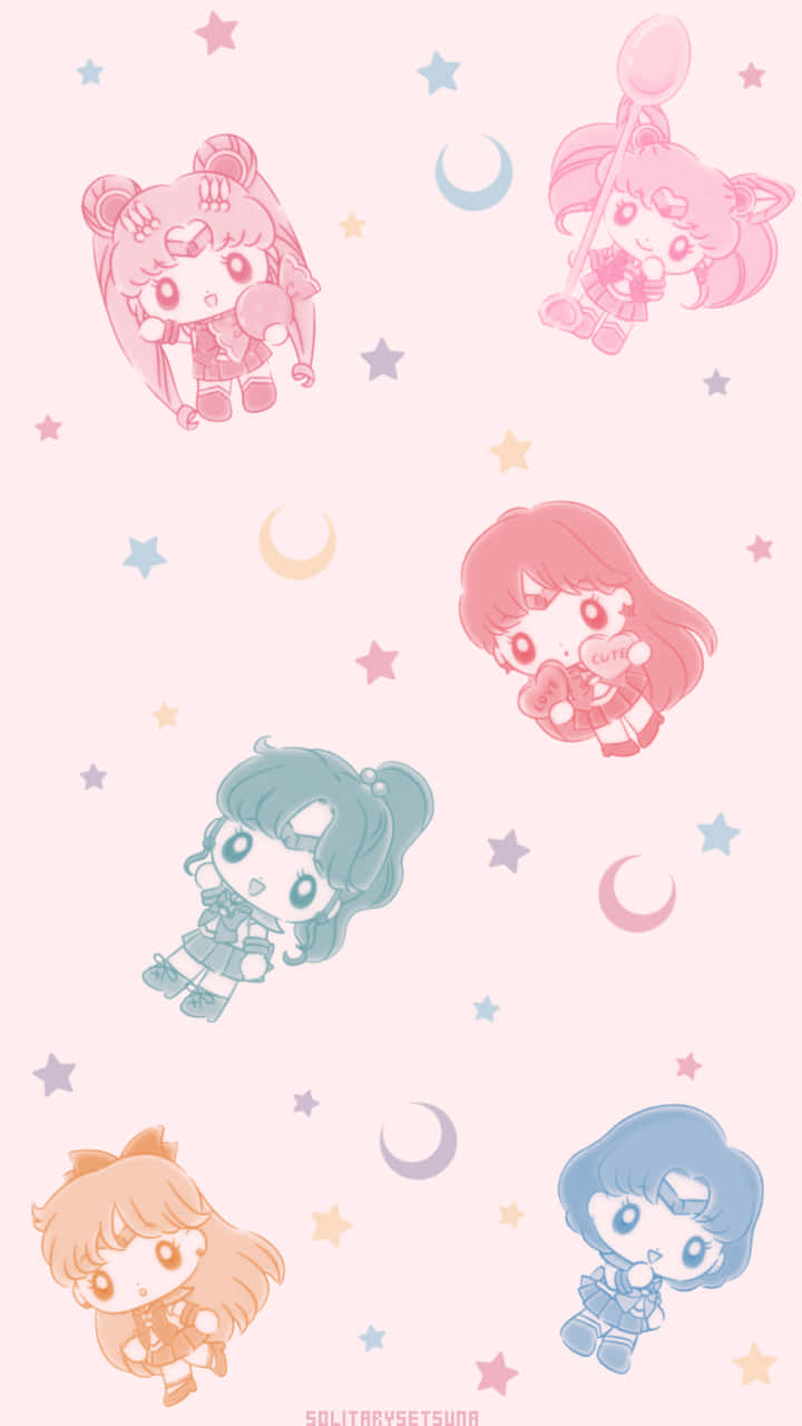 Pastel Sailor Moon Chibi Figurer Fan Art Wallpaper Wallpaper