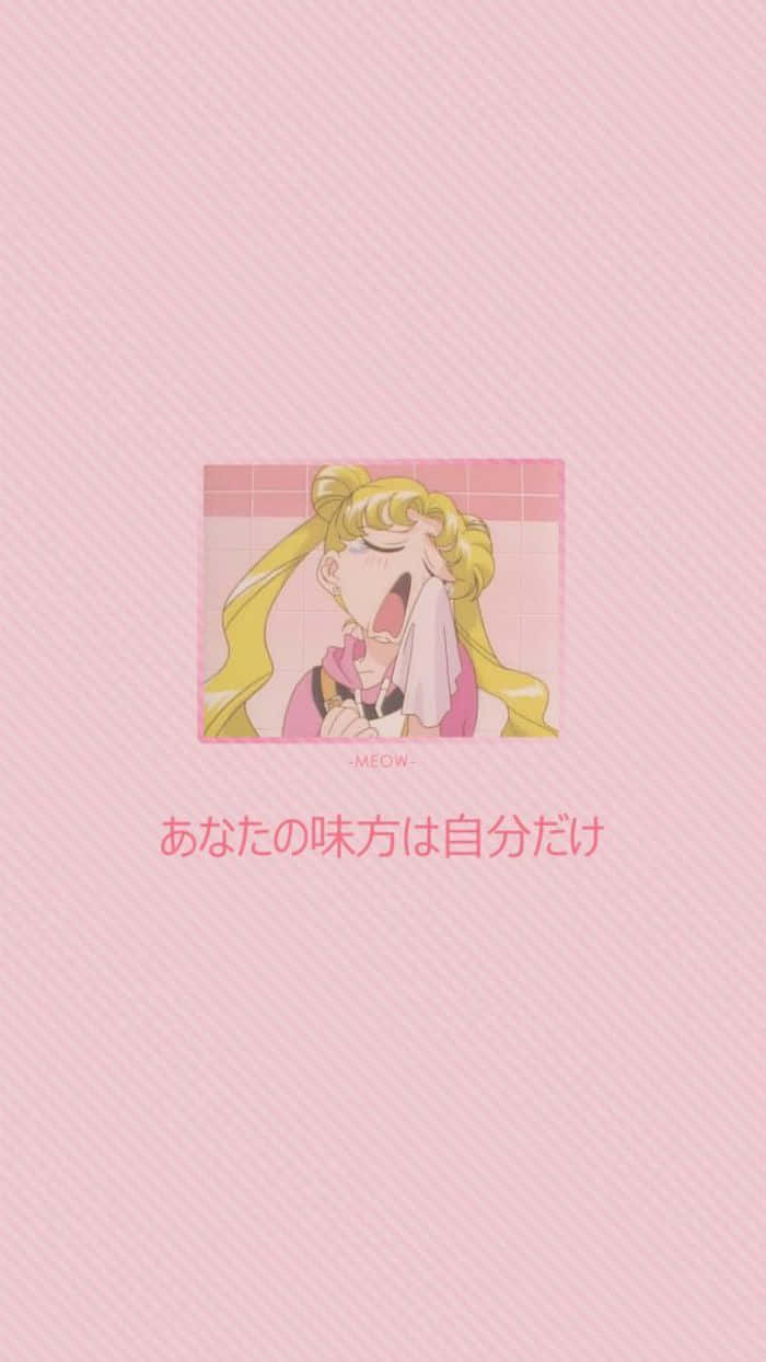Chicade Anime De Sailor Moon Llorando Con Rostro Pastel. Fondo de pantalla