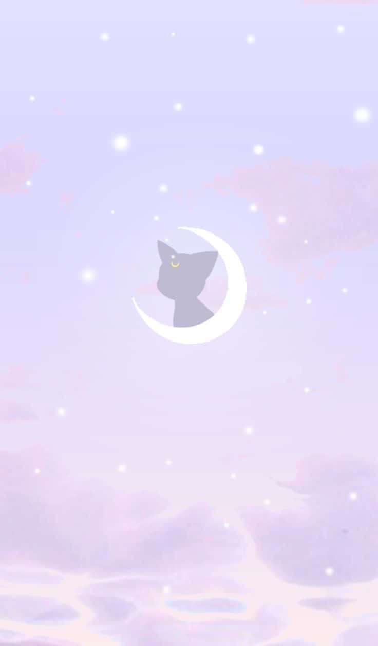 Pastelsailor Moon Luna Nel Cielo Notturno Sfondo
