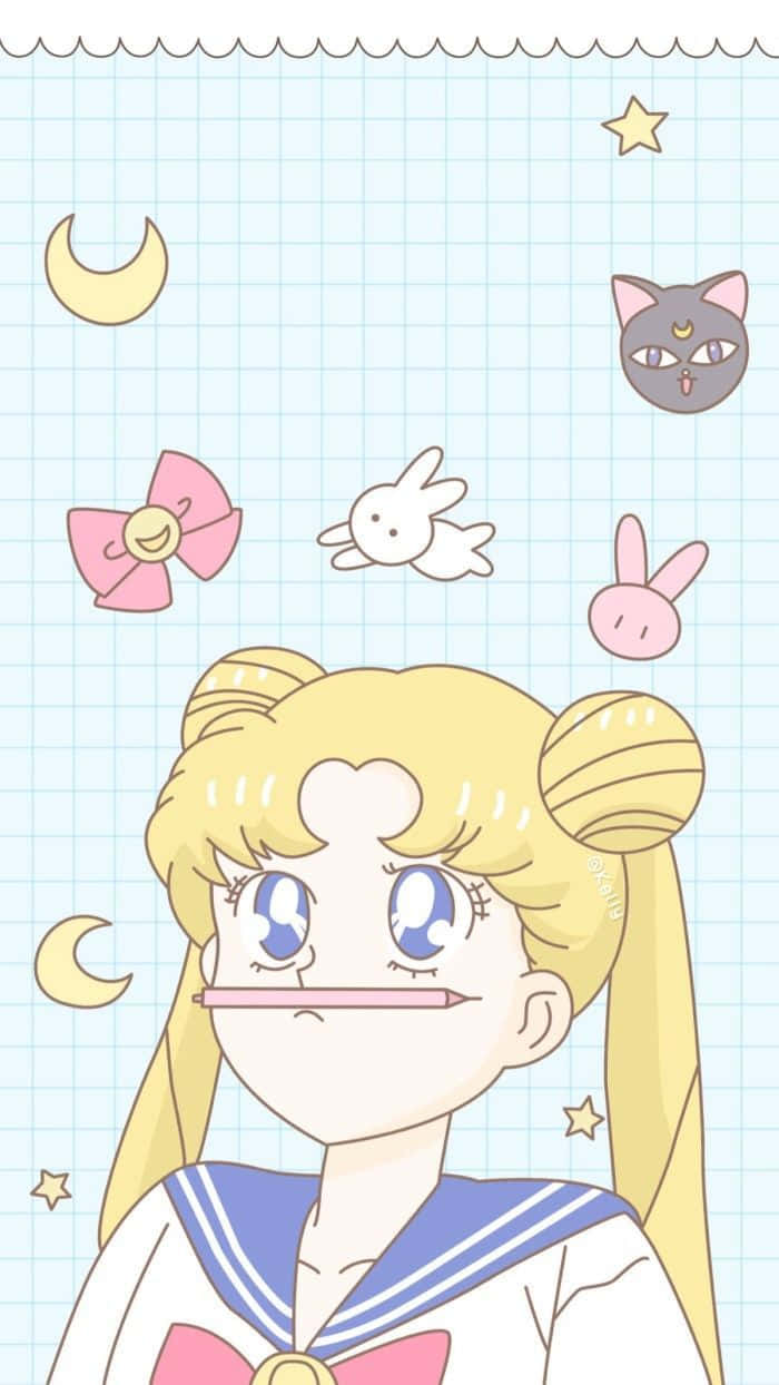 Pastel Sailor Moon Blushing In Love Anime Wallpaper