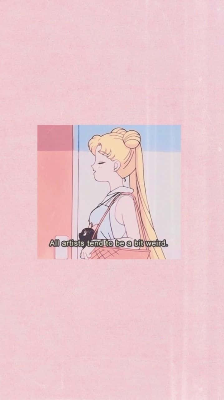Pastel Sailor Moon Æstetisk Anime Typsnittets Vægteppe Wallpaper