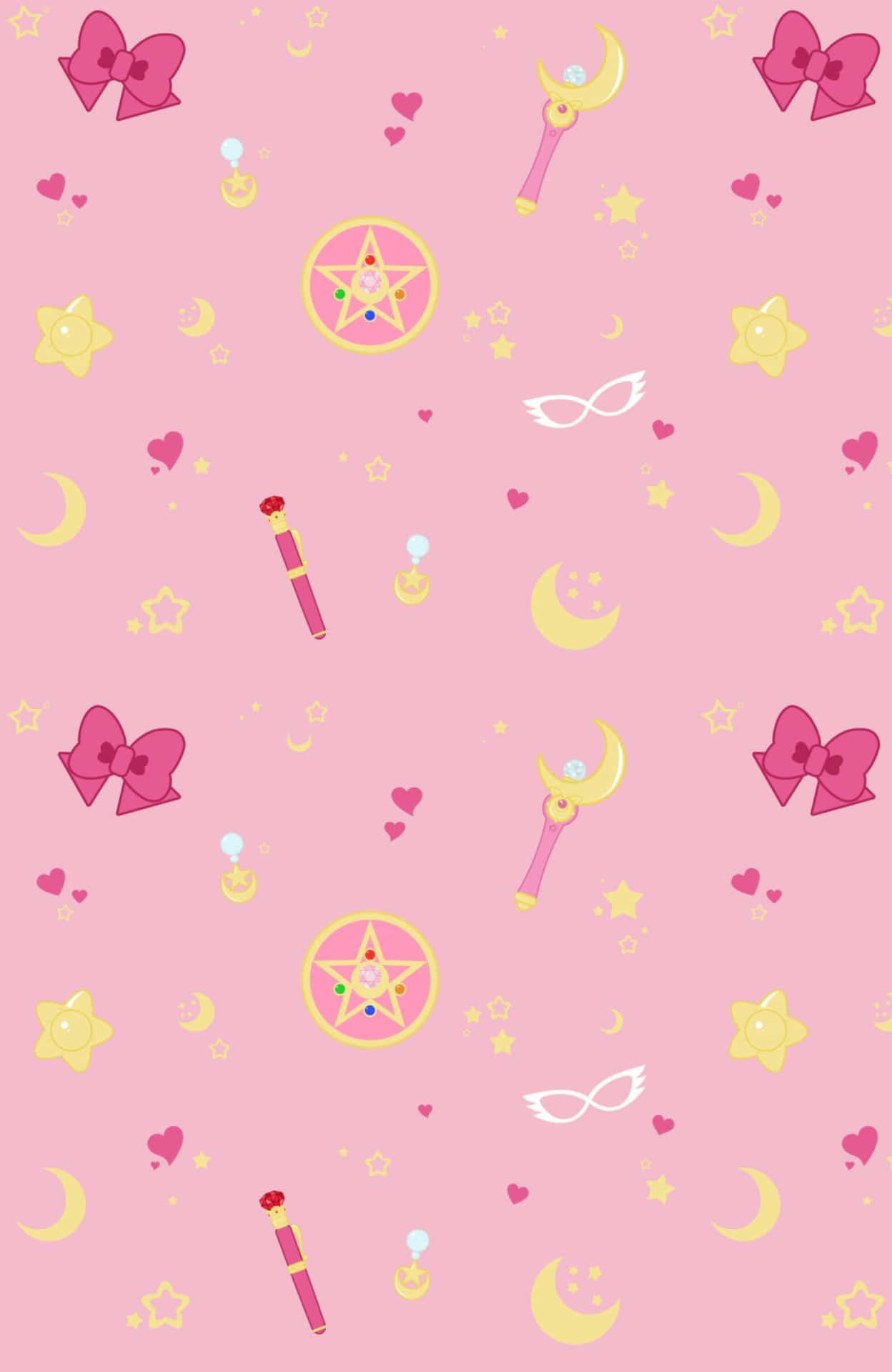 Pastelfarvet Sailor Moon Månekniv Pink Baggrundsmønster Wallpaper
