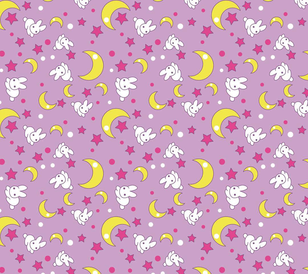 Encantadorasailor Moon Pastel Rodeada De Estrellas Mágicas. Fondo de pantalla
