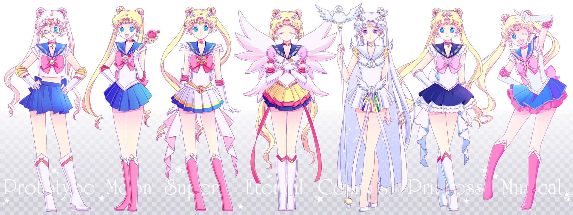 Atuendosde Sailor Moon En Tonos Pastel De Chica Anime. Fondo de pantalla
