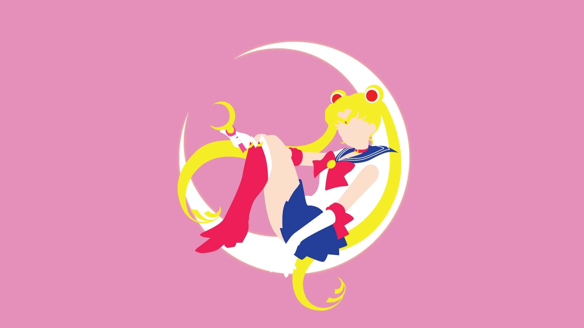 Ilustraciónde Sailor Moon En La Luna Creciente Con Tonos Pasteles Fondo de pantalla
