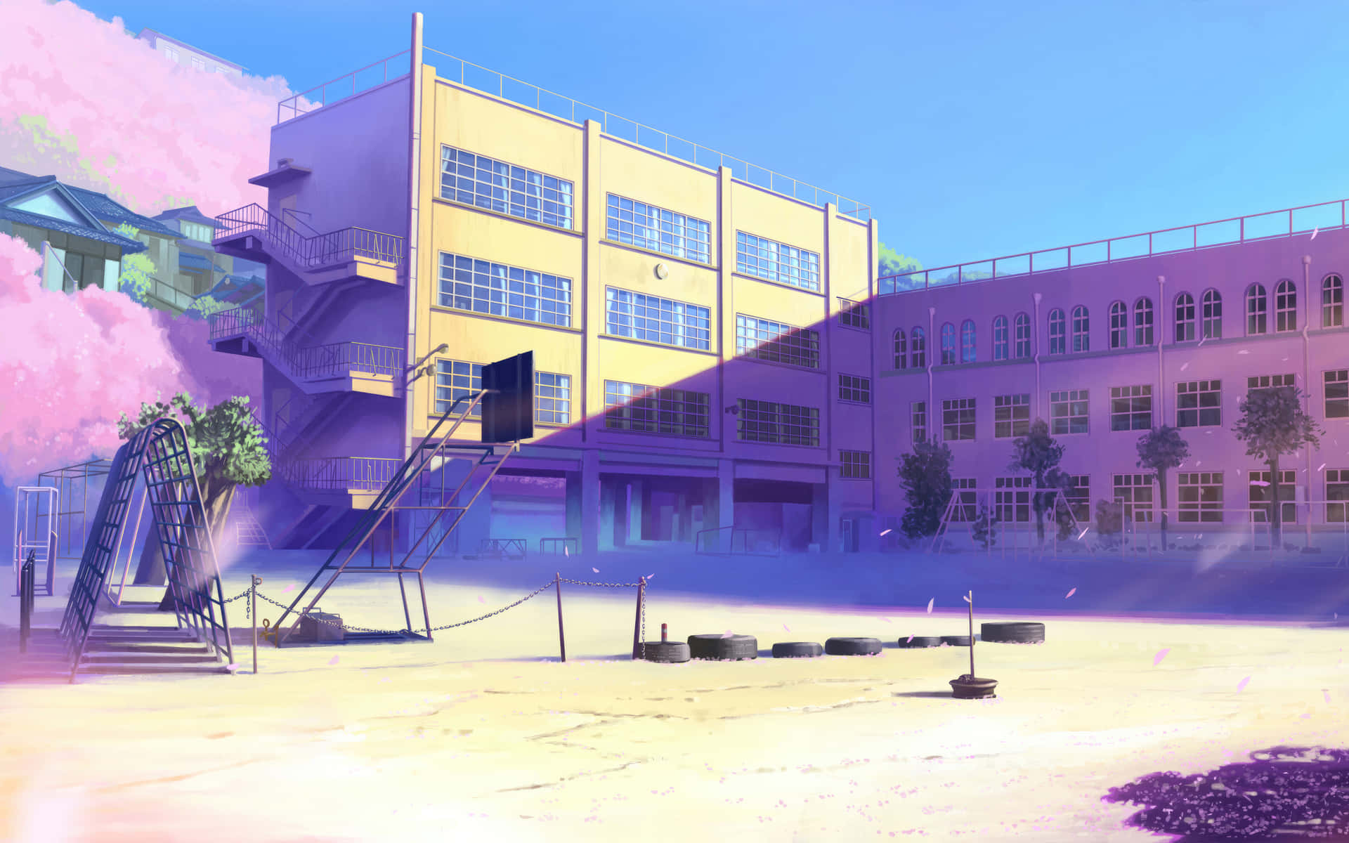 Pastel Schoolyard Sunset Wallpaper