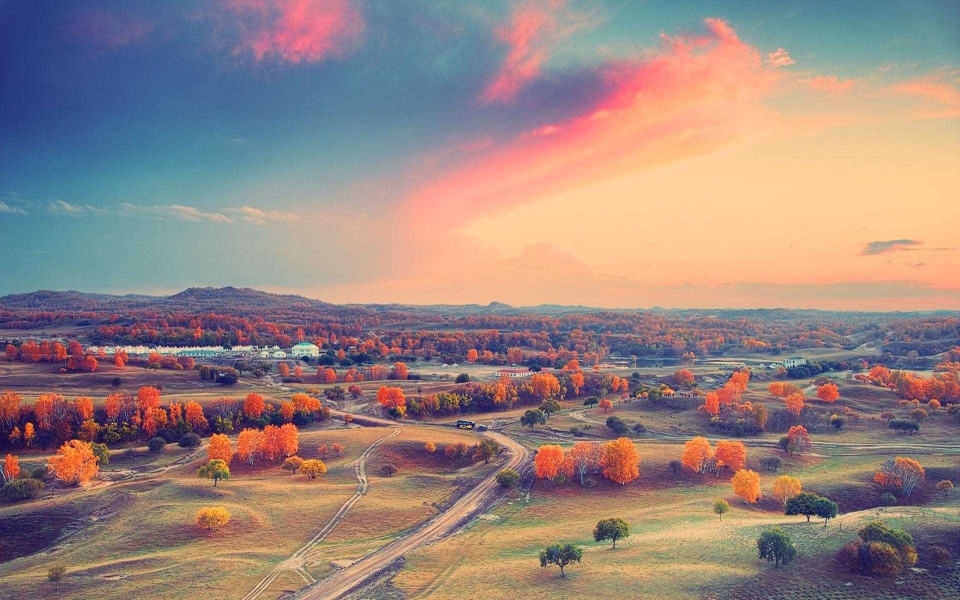 Pastel Skies Horizon Landscape Wallpaper