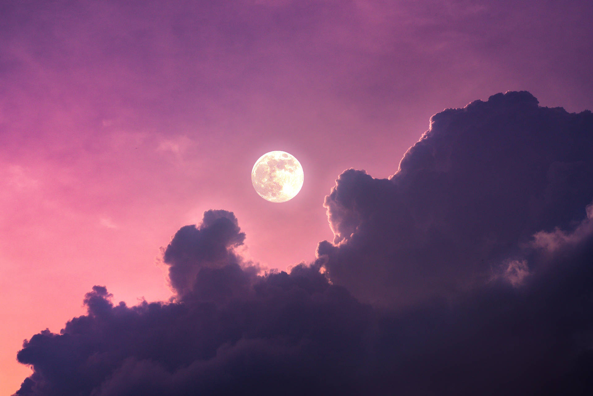 Download Pastel Sky And Full Moon Wallpaper