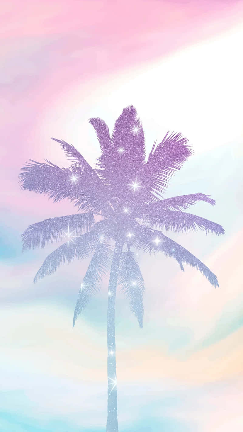 Pastel Sky Palm Silhouette Wallpaper