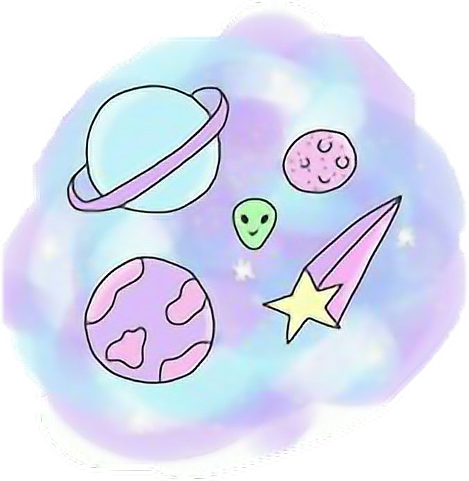 Pastel Space Doodles Kawaii PNG