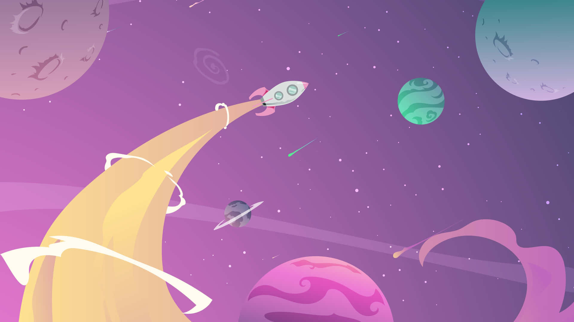 Pastel_ Space_ Rocket_ Adventure Wallpaper