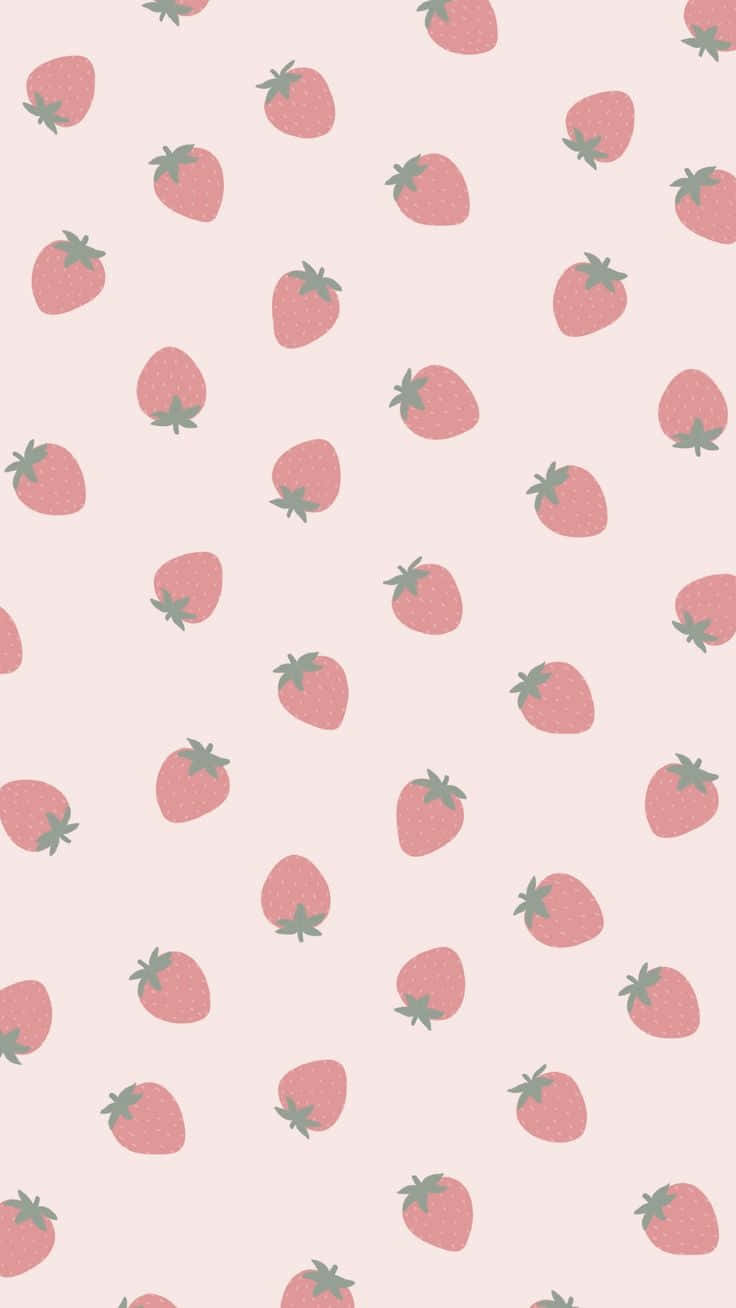 Latar Belakang Polkadot Stroberi Pastel Wallpaper