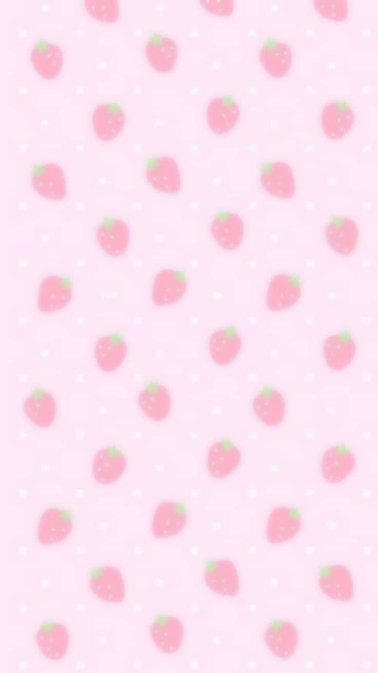 Pastel Strawberry Pattern Kawaiicore Wallpaper