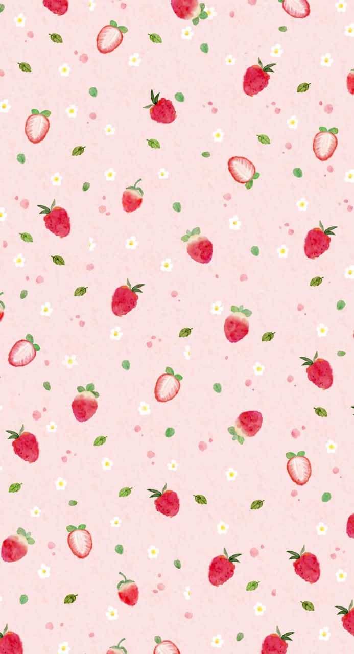 Nyd den saftige smag af Pastel Strawberry tapet. Wallpaper