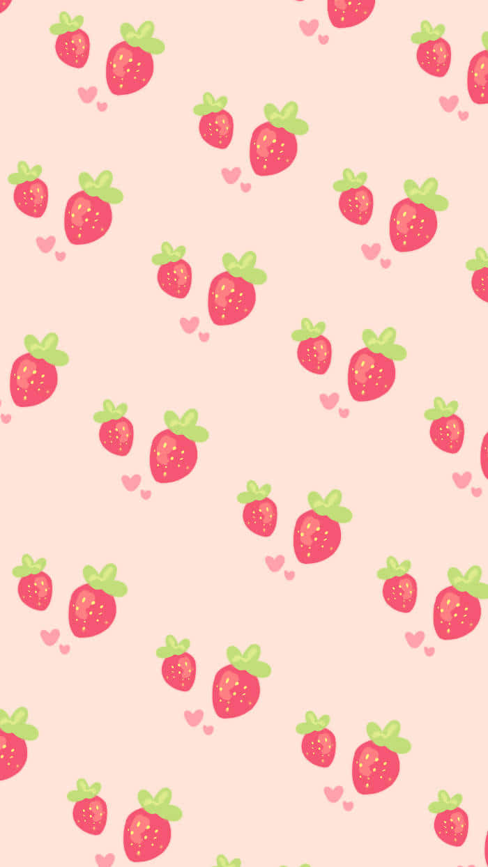 Lækker, sød pastelfarvet jordbærmønster Wallpaper