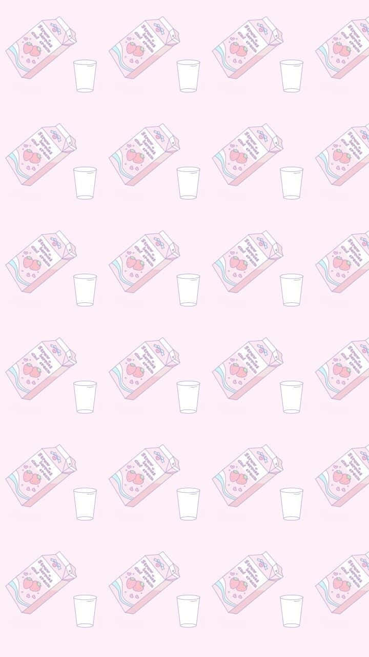 En pink baggrund med en kop og en kop kaffe Wallpaper
