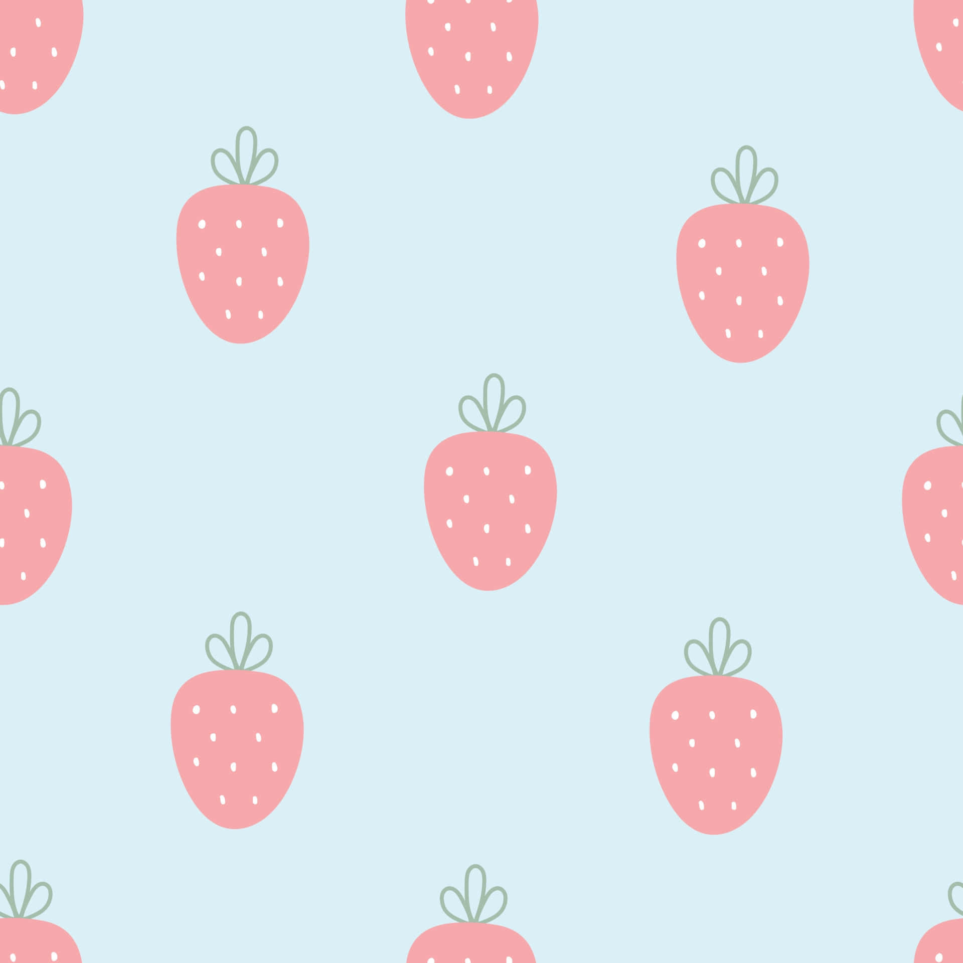 Strawberry Pattern On A Blue Background Wallpaper