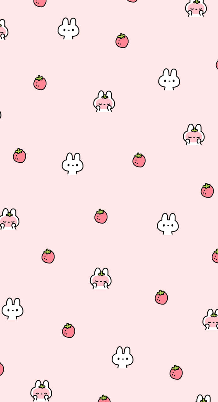 Pastel Strawberry Bunny Wallpaper