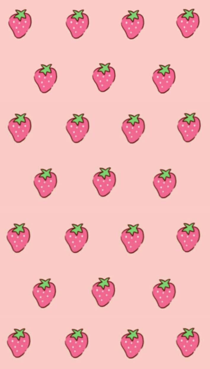 jordbærmønster på pink baggrund Wallpaper