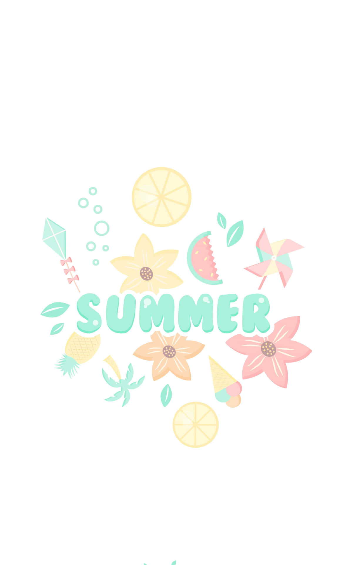 Minimalist Pastel Summer Small Icons Wallpaper