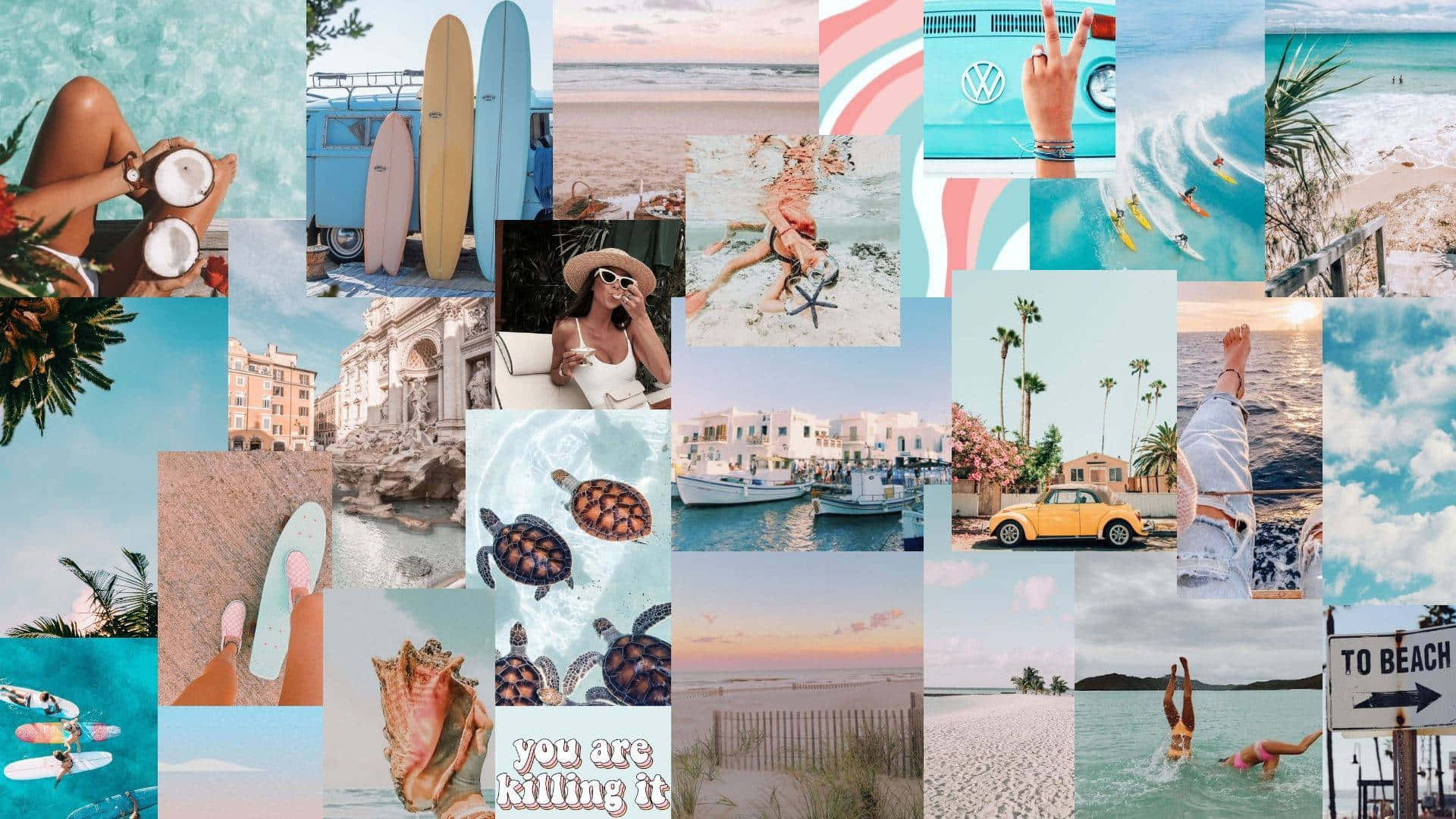 Pastel Summer Aesthetic Collage Wallpaper
